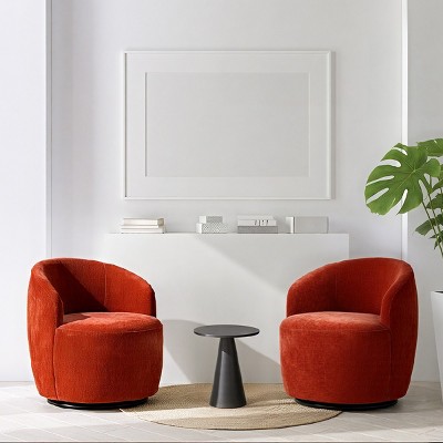360° Swivel Accent Chair Set Of 2 Comfy Chenille Swivel Lounge Chair Arm Chair Single Sofa ,Swivel Barrel Chair For Living Room-Cuddlewood