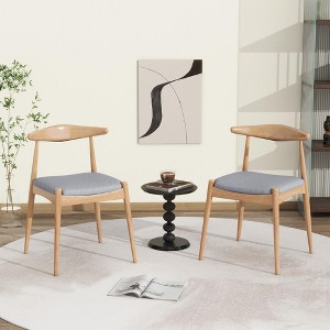 KWPZQEB Wooden Dining Chairs Set of 2, Modern Fabric Upholstered Chairs with Ergonomic Backrest, Farmhouse Dining Chairs for Dining Room, Living Room - 1 of 4