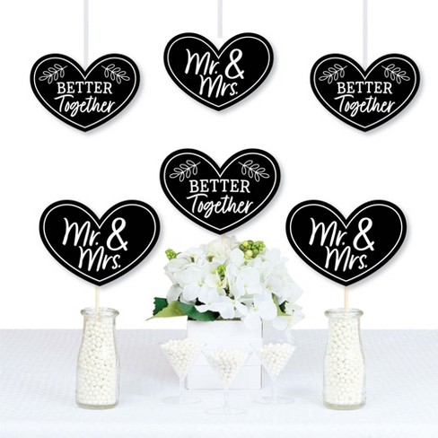Big Dot Of Happiness Mr. And Mrs. - Heart Decorations Diy Black And White  Wedding Or Bridal Shower Essentials - Set Of 20 : Target
