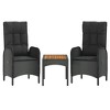 vidaXL Patio Dining Set Outdoor Table and Chair with Cushions Poly Rattan - Black Bench + 2x Chair + Table - 4 of 4