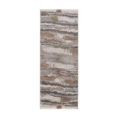 LIVN CO. Watercolor Abstract Stripes Woven Cozy Shag Area Rug