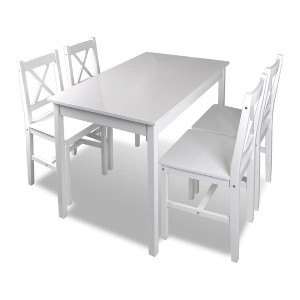 vidaXL Dining Set White Pine wood 5 Piece Durable Dining Table - 1 of 4