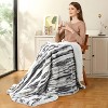 Heated Blanket, Ultra Soft Striped Faux Rabbit Fur Heating Blanket with 4 Heat Settings, 10-Hour Auto Off & Over-Heat Protection Function - 2 of 4