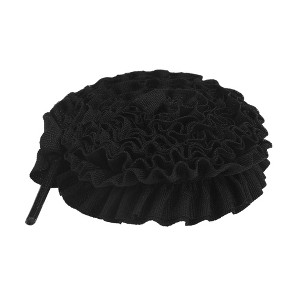 INSPIRE CHIC Ruffled Ribbon Solid Color Pleated Elastic Shoe Strings for Sneakers 2 Pairs fleece - 1 of 4