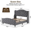 Coolmee Queen Size Bed Frame, Tufted Upholstered Platform with Wingback Headboard and Footboard, Wood Slat Support, No Box Spring Needed - 2 of 4