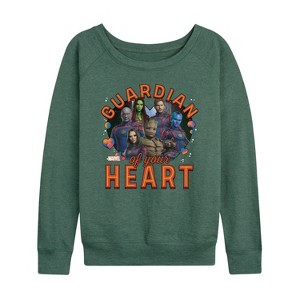 Women's - Marvel - Guardian Of Your Heart Valentine Lightweight French Terry Wide Neck Long Sleeve Shirt - 1 of 4