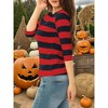 INSPIRE CHIC Women's Stripes Casual Basic Elbow Sleeves Boat Neck Slim Fit T-Shirts - 4 of 4