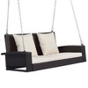 PAGED Swing Chair Outdoor,  2-Person Wicker Hanging Porch Swing with Chains, Cushion, Pillow, Rattan Swing Bench for Garden, Backyard - 4 of 4