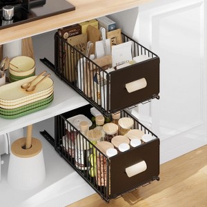 LunaLulinlk 2 Pack Pull Out Cabinet Organizer, No Drill Slide Out Pantry Shelves Drawers with Handle for Kitchen, Cupboard, Bathroom, Pantry, Sink - 1 of 4