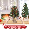 Small Christmas Tree with Top Star & Lights, Tabletop Artificial Pine Tree with Red Berries & Pine Cones - 3 of 4
