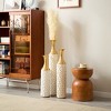 Gilded White Metal Vase Trio Set, 3D Floral Relief Cylinder Vases, Mother's Day Gift Home Décor Centerpiece - 3 of 4