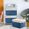 Aoibox Jumbo Collapsible Storage Bins for Shelves 3 Pack 20x16x14 Inch Canvas Organizer Cubes White Jean Blue - 2 of 4