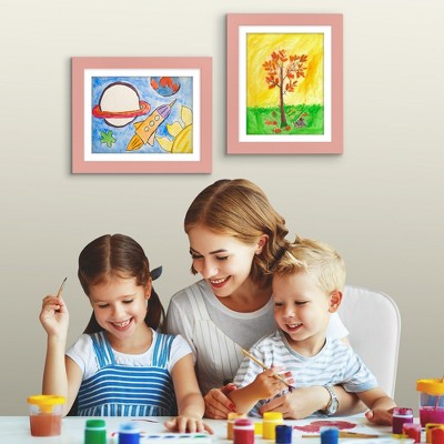 Pink MDF and Glass Kids Art Display Frame Set