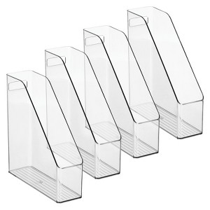 mDesign Plastic Slim File Folder Storage Organizer, Handle, 4 Pack, Clear, USA Made - 1 of 4