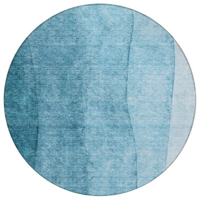 Teal Blue Aqua And Blue Ombre Washable Indoor Outdoor Area Rug