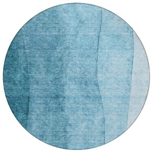 Teal Blue Aqua And Blue Ombre Washable Indoor Outdoor Area Rug - 1 of 4