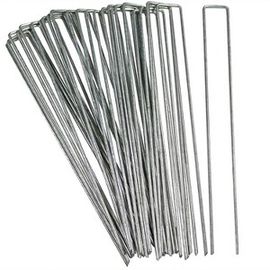 Sunnydaze Outdoor Lawn and Garden Galvanized Steel Staple Stakes for Landscape Fabric, Fences, and Sod - 12" - 1 of 4