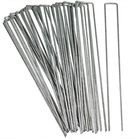 Sunnydaze Outdoor Lawn and Garden Galvanized Steel Staple Stakes for Landscape Fabric, Fences, and Sod - 12" - image 1 of 4