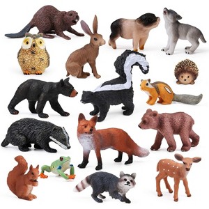 16-Piece Baby Forest Animal Figurines Set, Woodland Creature Toys for Nature-Themed Cake Decor and Kids' Gifts - 1 of 4