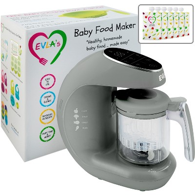 EVLA's Baby Food Maker, Food Processor with Reusable Food Pouches, Gray