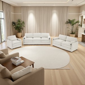 89" Chenille 3-Seater Sofa with Double-Layer Cushion & Detachable Lumbar Pillow - 1 of 4