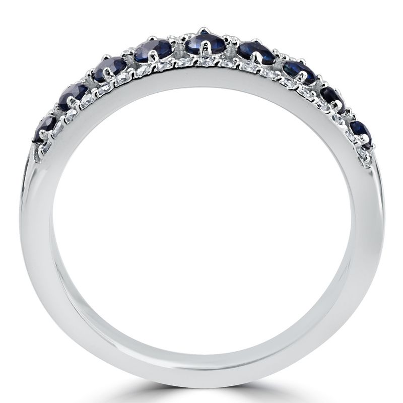 Pompeii3 5/8 cttw Blue Sapphire & Diamond Wedding Ring Womens Band 14k White Gold, 2 of 4
