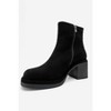 Junae - Black Suede Leather Block Heel Boot (Women) black suede 7 Forever & Always Shoes US - 4 of 4