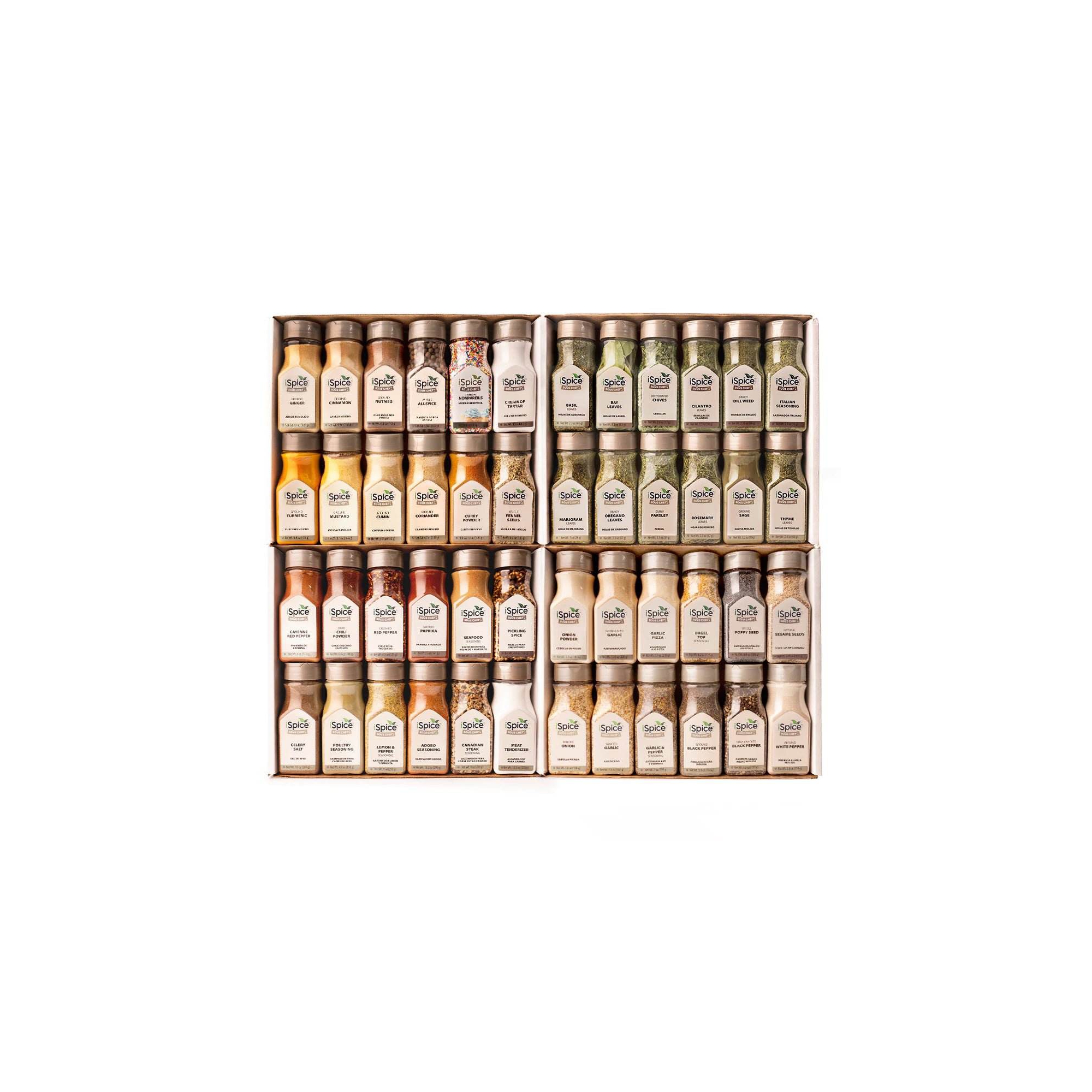 iSpice | 48 Pack of Spice and Herbs | Total Kitchen | Mixed Spices & Seasonings Gift Set | Kosher