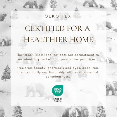 Gray Cotton Flannel Full Sheet Set with Polar Bear Print