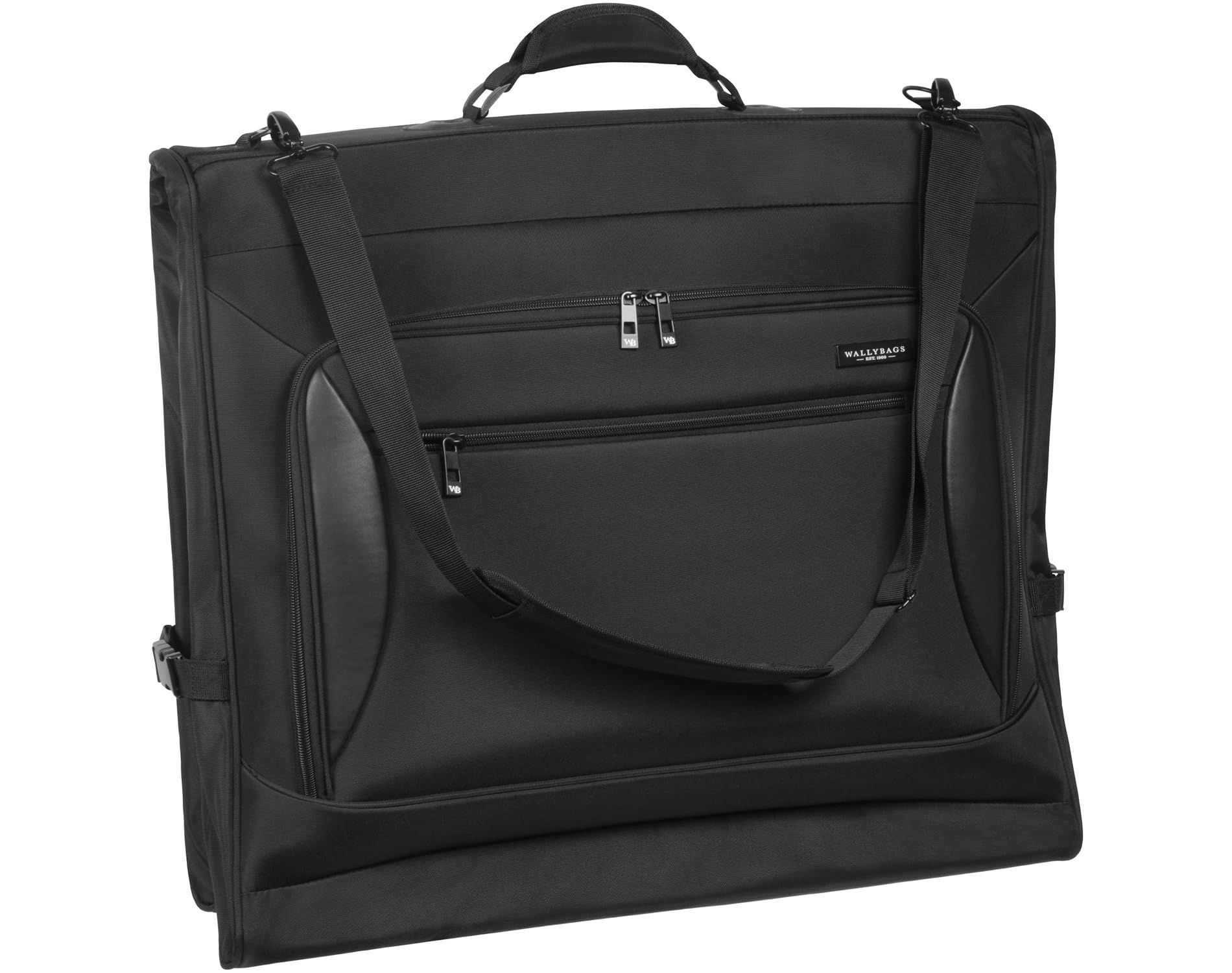 WallyBags Solutions Premium Garment Bag with shoulder strap and multiple pockets, 45 Inch Black