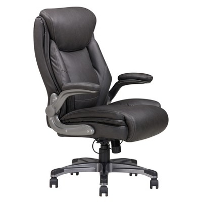 TiramisuBest Gray Plywood Office Chair: Sturdy, Bonded Leather, Adjustable Armrests, Height & 360¡ã Swivel