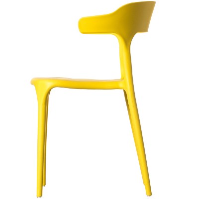 Mid-Century Modern Yellow Polypropylene Outdoor Dining Chair