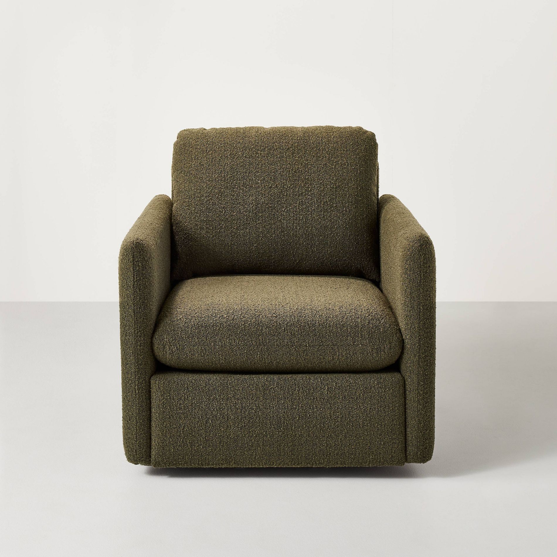 Boucle Upholstered Swivel Arm Chair - Olive Green - Hearth & Hand™ with Magnolia: Plywood Frame, Polyurethane Foam style