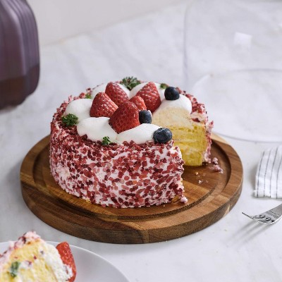 Acacia Wood Cake Stand with Clear Glass Dome Lid