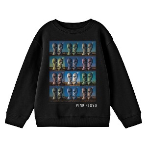 Pink Floyd Two Face Album Cover Art Crew Neck Long Sleeve Youth Black Sweatshirt - 1 of 2