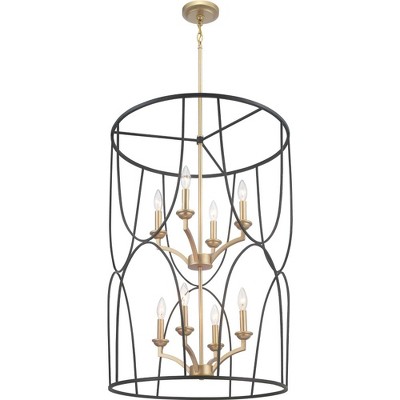 Landree Silver Ridge and Brushed Brass 8-Light Geometric Cage Foyer Fixture