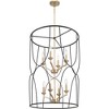 Progress Lighting Landree 8-Light Foyer Fixture, Black, Geometric Cage, Brushed Brass Inner Cluster - 2 of 4