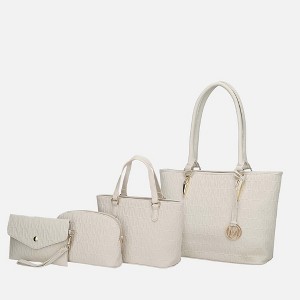 MKF Collection Edelyn Embossed M Signature Vegan Leather Women’s Tote Bag by Mia K – 4 Pcs set - 1 of 4