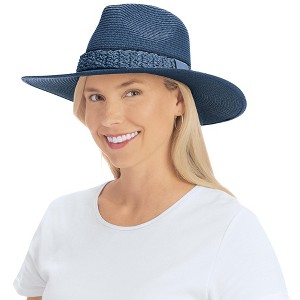 Collections Etc Stylish Wide Brimmed Braided Trim Straw Hat - 1 of 4