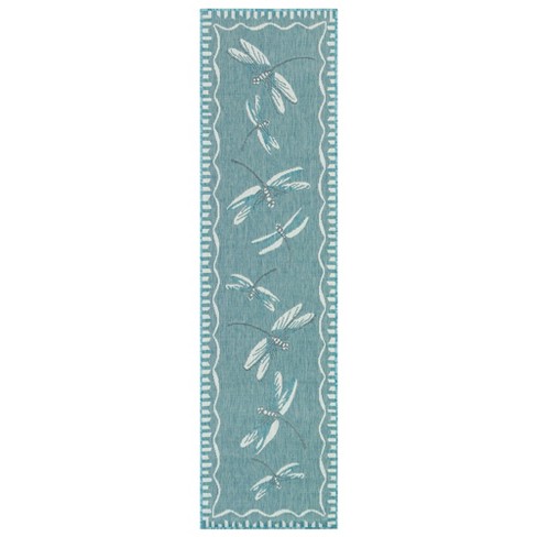 Liora Manne Carmel Dragonfly Indoor Outdoor Rug Aqua 1'11