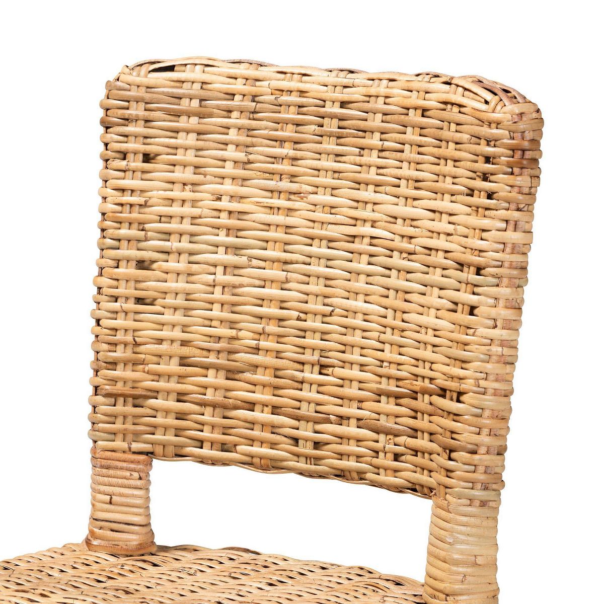bali & pari Dermot Wood and Natural Rattan Dining Chair Dark Brown/Natural Brown: Interlaken Style, No Assembly Required - thumbnail 5