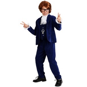 HalloweenCostumes.com Large  Boy  Kid's Deluxe Li'l 60's Swinger Costume, Boy's Blue Groovy Halloween Costume, White/Blue - 1 of 3