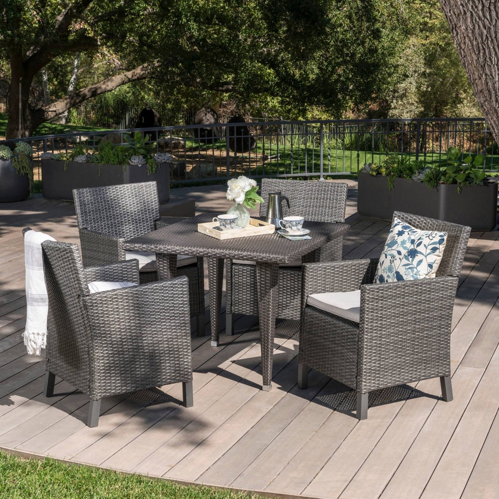 Celeste 5pc Wicker Dining Set - Gray/Light Gray - Christopher Knight Home