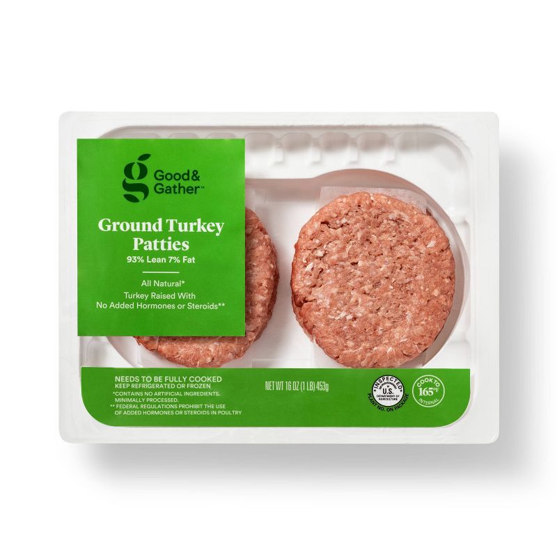 All Natural 93/7 Ground Turkey Patties - 1lb - Good &#38; Gather&#8482;, 1 of 4
