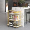 Tangkula 2 PCS 3-Tier Kitchen Storage Utility Cart Gold Rolling Bar Serving w/Lockable Casters - 2 of 4