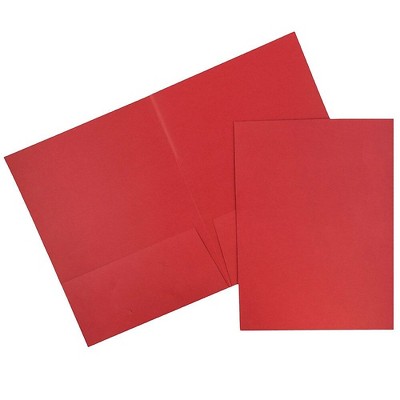 JAM Paper Two-Pocket Textured Linen Business Folders Red Bulk 25/Pack 386LREA