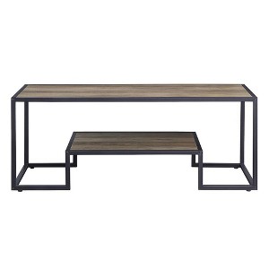 Acme Furniture Idella Coffee Table Rustic Oak/Black Finish - 1 of 4