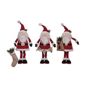 Transpac Christmas Plush Cottage Standing Santa Set of 3 Christmas Home Decorations - 1 of 1