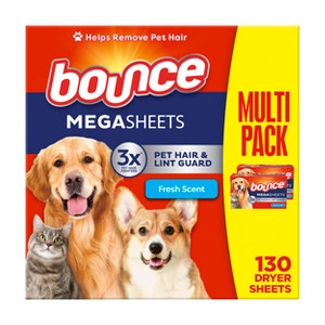 Bounce Fresh Scent Pet Hair and Lint Guard Mega Fabric Softener Dryer Sheets - 1 of 4