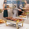 8QT Buffet Servers and Warmers Set, with Lid & Foldable Frame, Rectangular Stainless Steel Chafer Food Warmer for Catering Supplies, Gold - 3 of 4